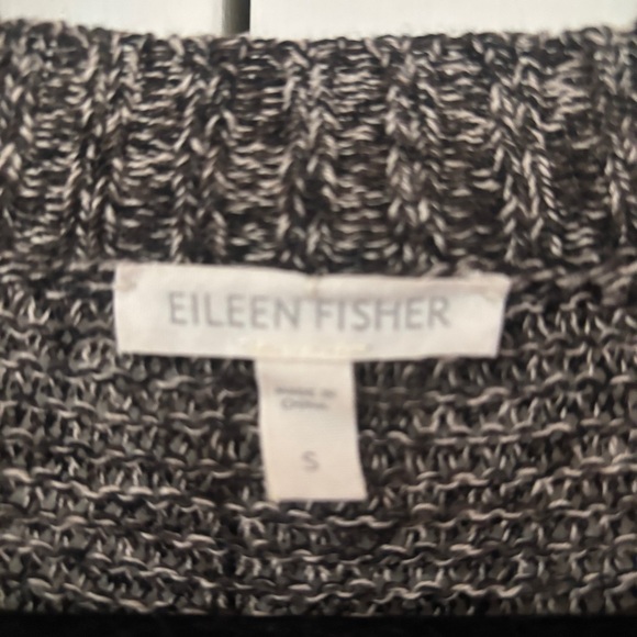 Eileen Fisher System Marled Black Taupe VNeck 100% Linen Sweater Size Small Knit - Picture 2 of 10